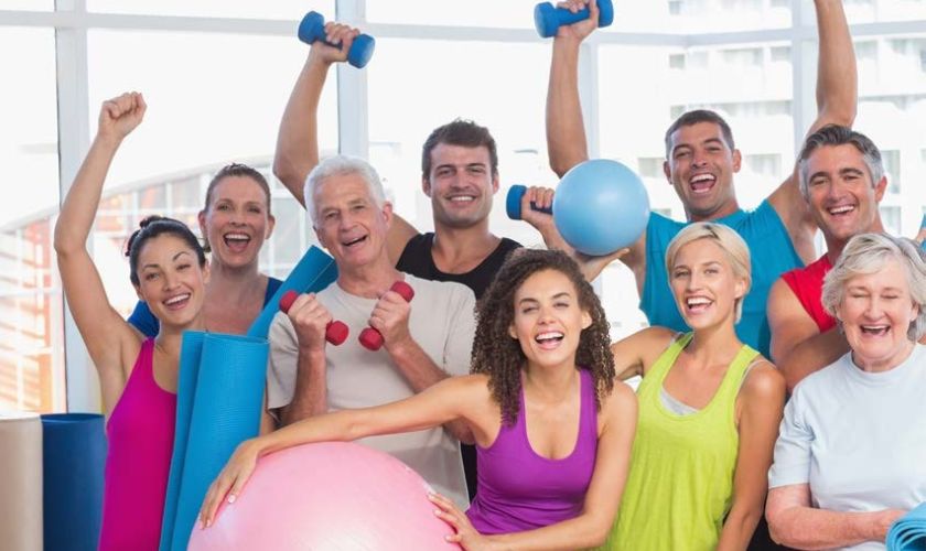 muti generational group of people at an exercise class