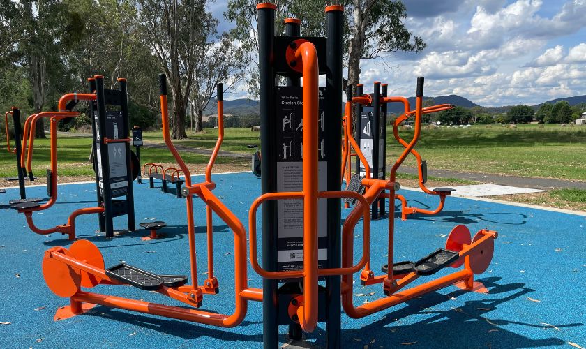 outdoor fitness equipment at Apex Park Myrtleford