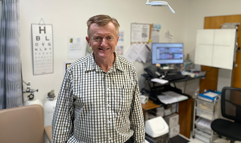 Dr Jeff Robinson at the Mt Beauty Medical Centre Dr Jeff Robinson at the Mt Beauty Medical Centre