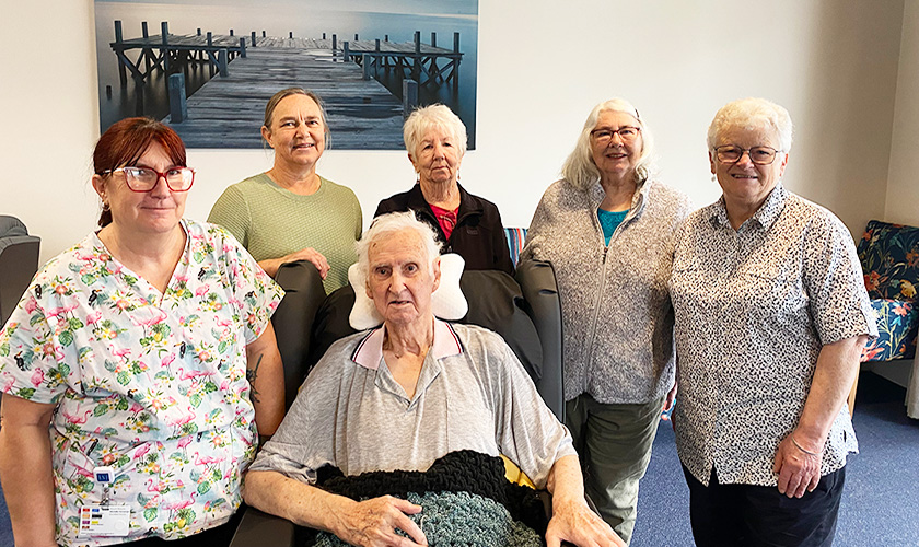 mt beauty hospital op shop with staff and resident Ron Blake mt beauty hospital op shop with staff and resident Ron Blake