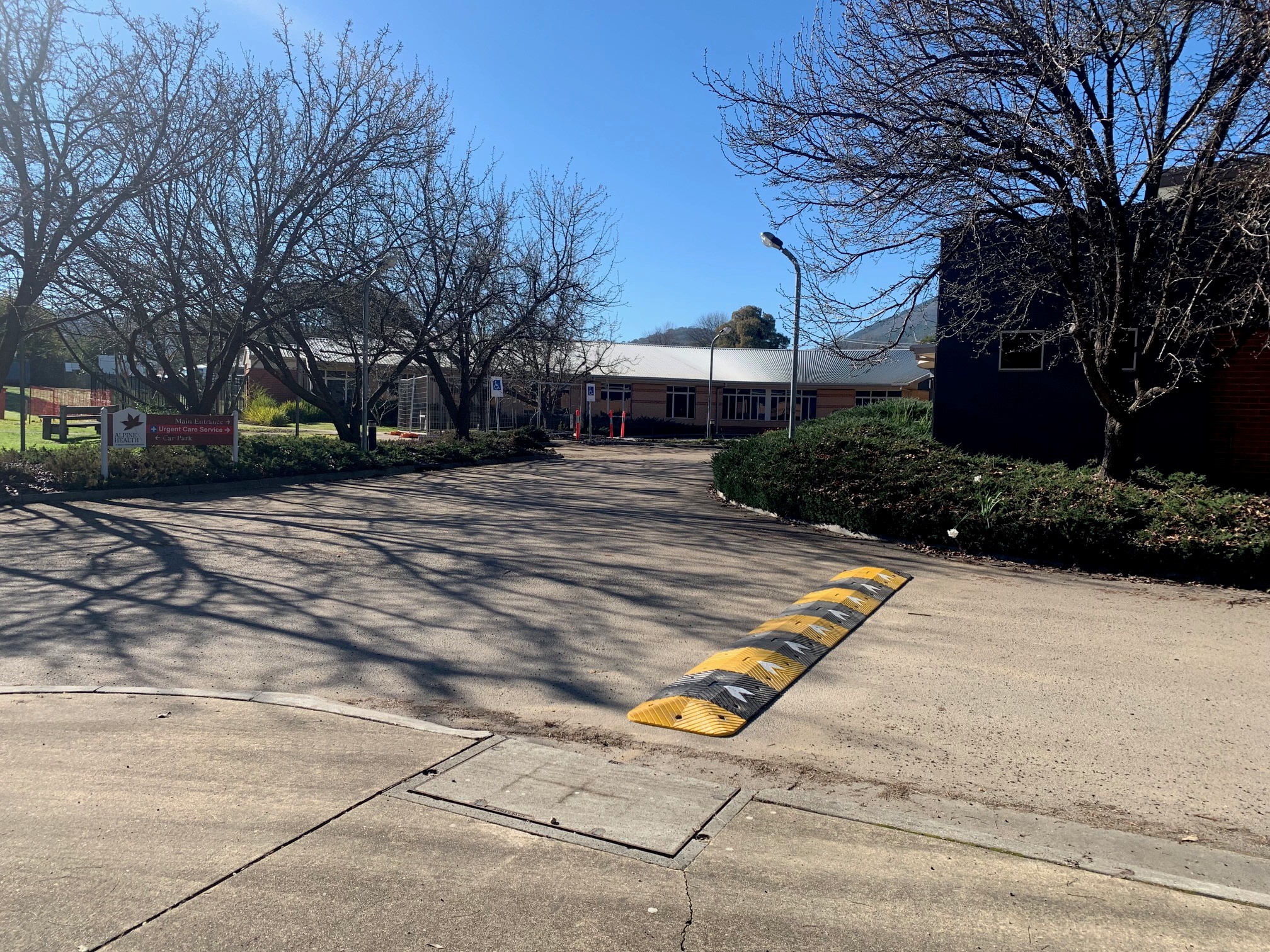 new speed bump installed at Myrtleford Hospital